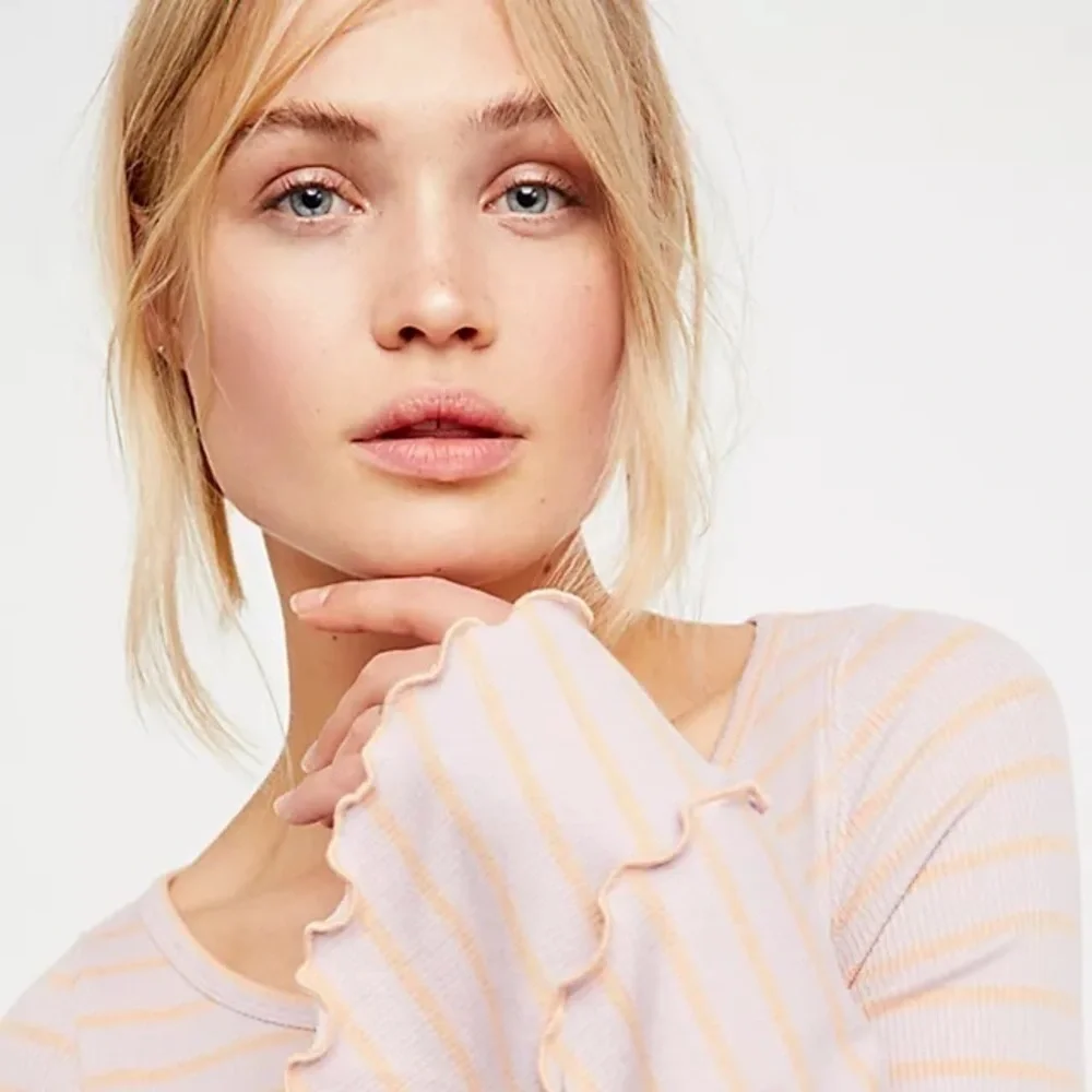 Free People We The Free Good Find Top Dusty Print Stripped Top Bell Sleeves